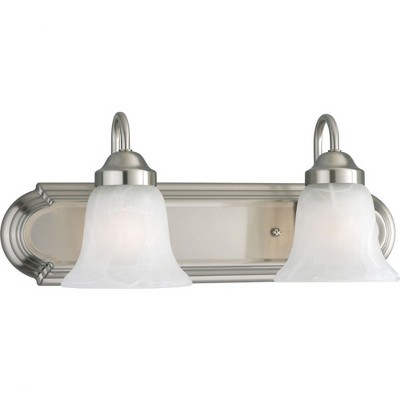 Brushed Nickel 2-Light Vanity with Alabaster Glass Shades