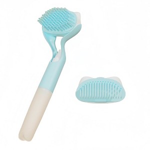 BABYYER 2-in-1 Dog Bath Brush and Grooming Brush, Silicone Massage Scrubber and Self-Cleaning Comb with Shampoo Dispenser for Small Pets - 1 of 4