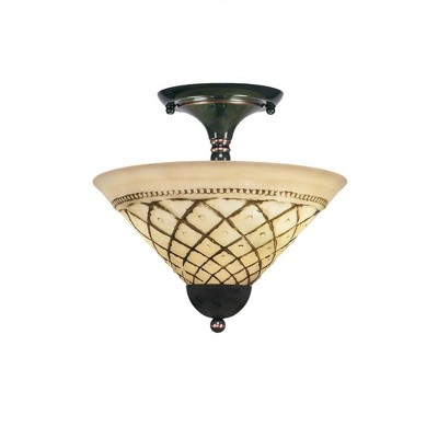 Toltec Lighting Any 2 - Light Flush Mount in  Black Copper with 12" Chocolate Icing Shade