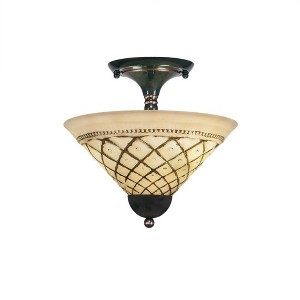 Toltec Lighting Any 2 - Light Flush Mount in  Black Copper with 12" Chocolate Icing Shade - 1 of 1