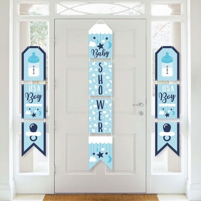 Big Dot of Happiness It's a Boy - Hanging Vertical Paper Door Banners - Blue Baby Shower Wall Decoration Kit - Indoor Door Decor