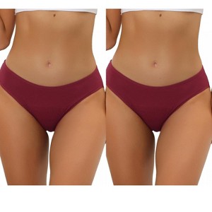 Allegra K Women's Mid-Rise Available in Plus Size Hipster Underwears 2 Packs - 1 of 4