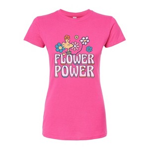 Women's - Peanuts - Flower Power Juniors Fitted Graphic T-Shirt - 1 of 3