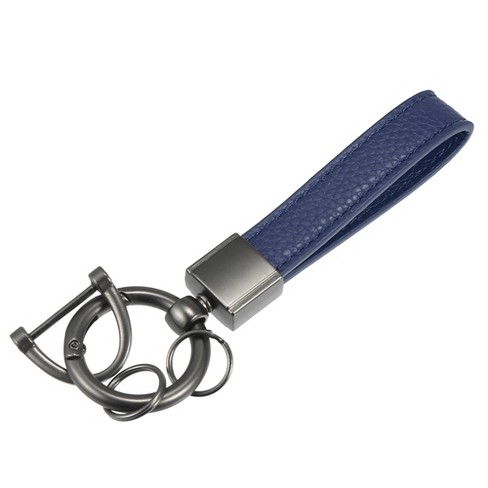 Unique Bargains Car Fob Keychain Keychains with Titanium Tone Microfiber  Spring Ring Blue