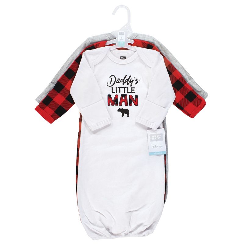 Hudson Baby Infant Boy Cotton Gowns, Buffalo Plaid Family, 3 of 7