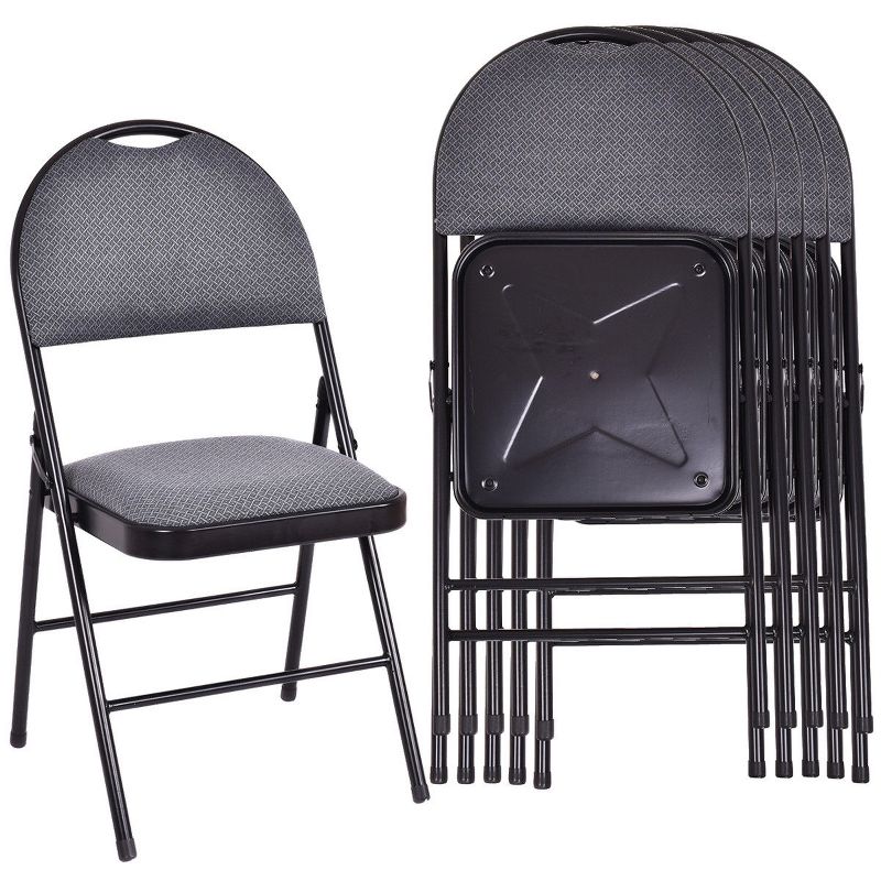 Costway Set of 6 Folding Chairs Fabric Upholstered Padded Seat Metal Frame Home Office, 1 of 10