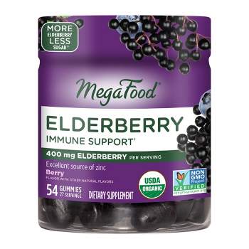MegaFood Elderberry Gummies, Immune Support with Zinc, Organic, Vegan, Berry - 54ct