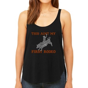 LA Pop Art Women's Premium Word Art Flowy Tank Top - This Aint My First Rodeo - 1 of 4