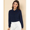 Allegra K Women's Work Peter Pan Collar Long Bishop Sleeve Button Down Shirt - 4 of 4