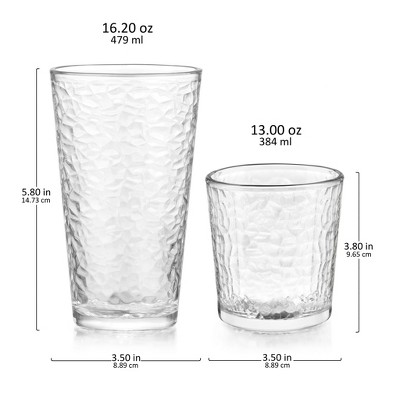 Libbey Frost Clear Crackle Textured 16-Piece Glass Set