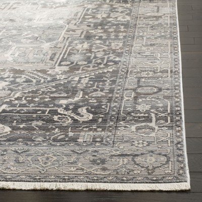 Vintage Persian Grey Charcoal Rectangular Synthetic Area Rug