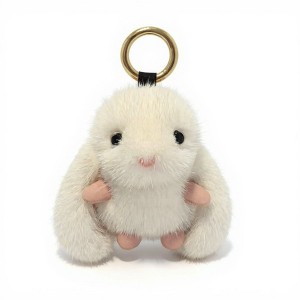 Anna-Kaci Plush Bunny Keychain with Soft Faux Fur and Gold Ring Attachment - White - 1 of 4