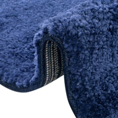 Navy Blue Solid Synthetic Rectangular Rug for Indoor Use