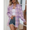 Coolmee Women's Button Down Flannel Shirts Plaid Shacket Long Sleeve Collared Business Casual Tops Work Blouses - 4 of 4
