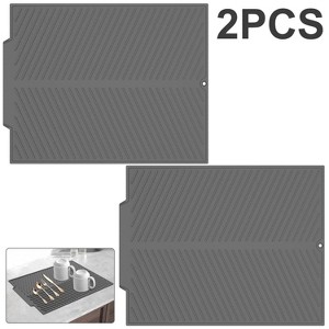 LunaLulinlk 2Pcs Drain Mat, Rectangel Silicone Mat ,Rectangle Silicone Drain Mat Drying Dishes Pad Heat Resistant Slip-proof Tray - 1 of 4