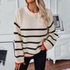 Coolmee Womens Striped Sweaters Long Sleeve Ribbed Knitted Color Block Casual Loose Oversized Sweaters Pullover - 4 of 4
