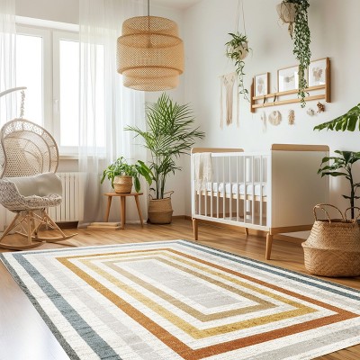 Aliénor Multicolor Striped Machine Washable Area Rug