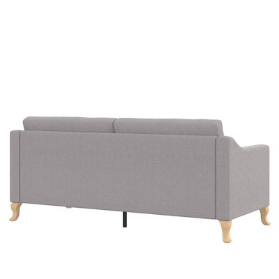 Light Gray Tufted Linen Fabric Sofa with Sloped Arms