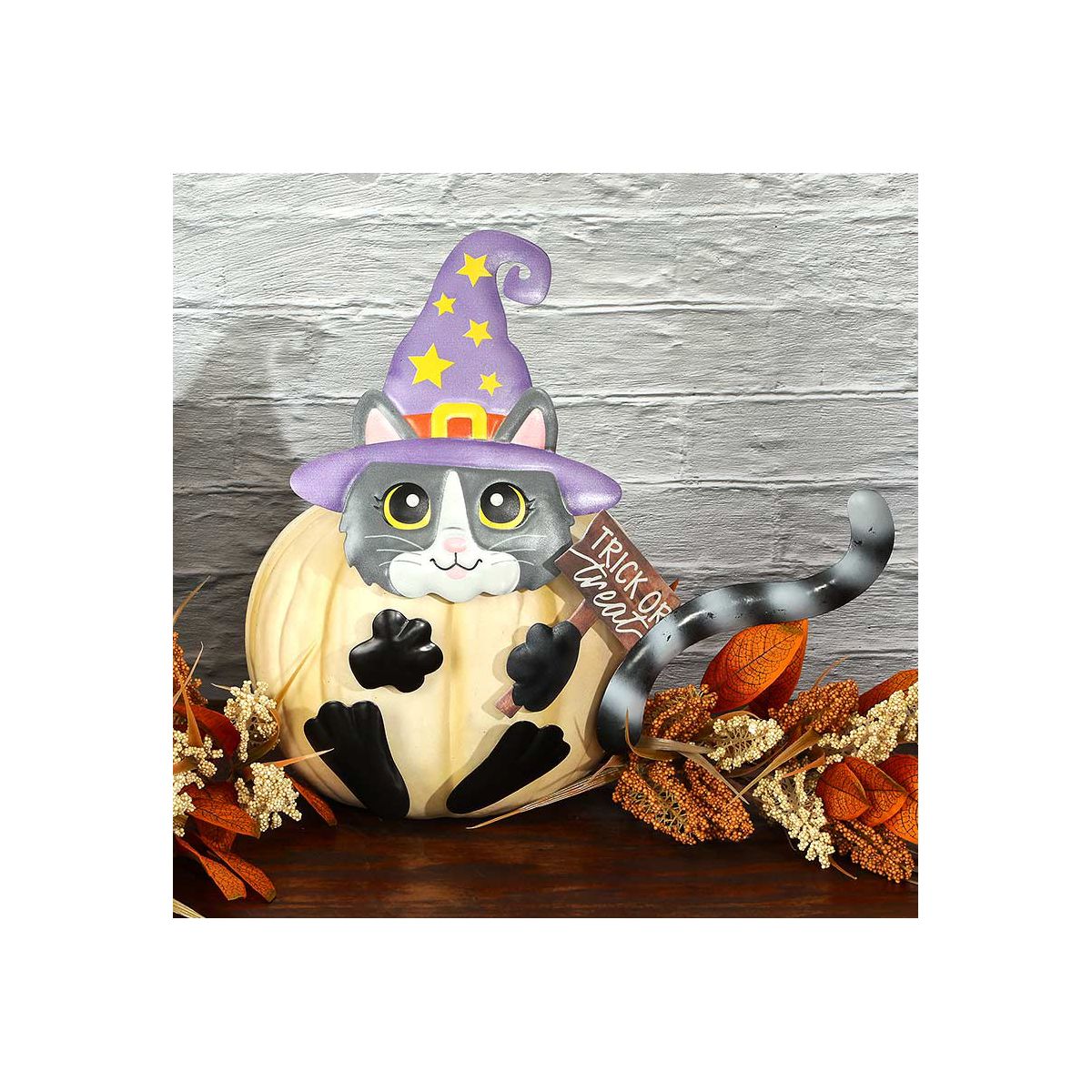 The Lakeside Collection Pumpkin Decorating Kits Metal In Cat Ghost Bird Or Skeleton Characters - - thumbnail 3