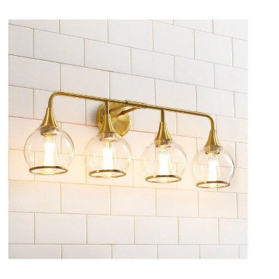KAISITE 2 - Light Black and Gold Dimmable Bathroom Vanity Light with Globe Glass Shade