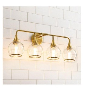 KAISITE 2 - Light Black and Gold Dimmable Bathroom Vanity Light with Globe Glass Shade - 1 of 4