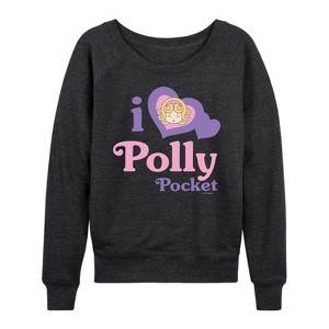 Women's - Polly Pocket - I Love Polly Pocket Lightweight French Terry Wide Neck Long Sleeve Shirt - 1 of 4