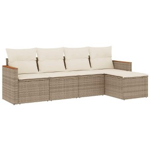vidaXL Garden Sofa Set Beige PE rattan 5 Piece Set Modular - 1 of 4