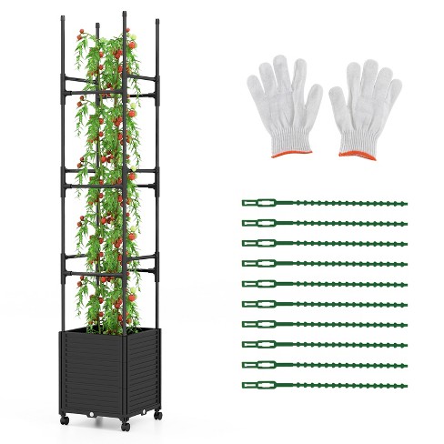 Tangkula 1pc/2pcs Raised Garden Bed with Trellis and Wheels Self-Watering Planter Box with 3 Heights & Detachable PE-Coated Metal Tubes - image 1 of 4