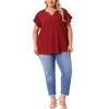 Agnes Orinda Women's Plus Size Textured V Neck Ruffle Short Sleeve Casual Tops - 3 of 4