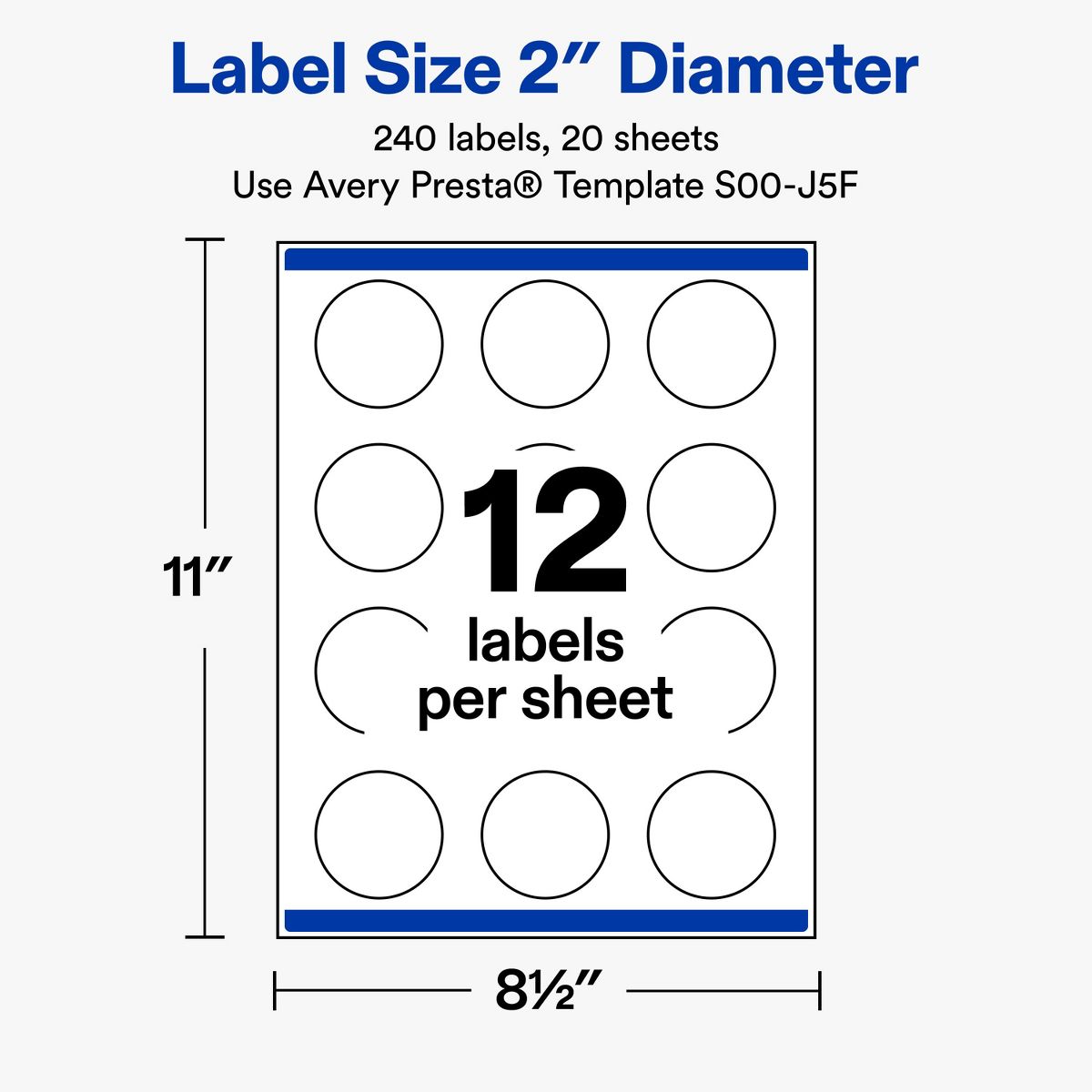 Avery® Labels, 2" Diameter, Matte, Silver Menorah Frame, 240 - thumbnail 5