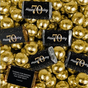 70th Birthday Candy Milestone Elegant Birthday Bash Assorted Wrapped Chocolate Miniatures and Milk Chocolate Gold Foil Ball Mix - 1 of 4