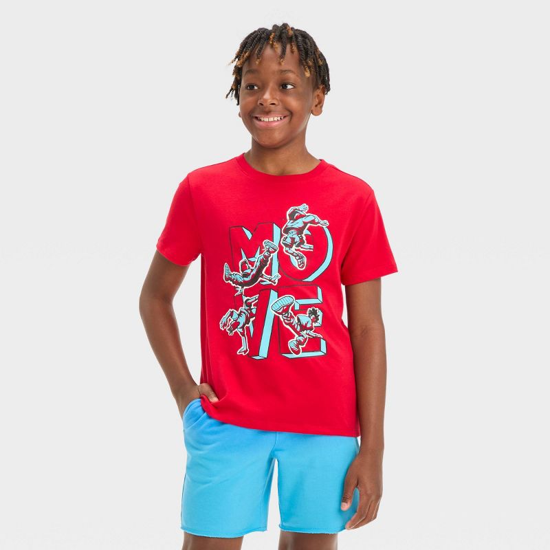 Boys' Short Sleeve 'Move Crew' T-Shirt - Cat & Jack™ Red, 1 of 4