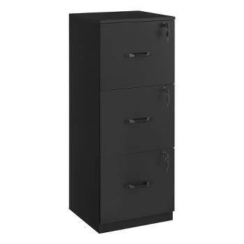 VASAGLE File Cabinet for Home Office, Printer Stand, with 3 Lockable Drawers, Adjustable Hanging Rails