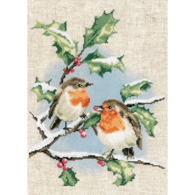 Vervaco Counted Cross Stitch Kit 10"X12.8"-Winter Robins on Aida (14 Count)