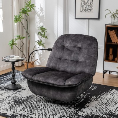 Oversized Swivel Recliner Chair,Velvet Rocker with Mobile Phone Holder,Comfy Reading Lounge for Living Room-Baofuwish