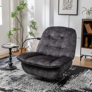 Oversized Swivel Recliner Chair,Velvet Rocker with Mobile Phone Holder,Comfy Reading Lounge for Living Room-Baofuwish - 1 of 4