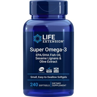 Super Omega-3 EPA/DHA w/Sesame Lignans and Olive Fruit Extract by Life Extension  -  240 Softgel