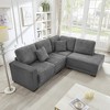 93'' Corduroy Reversible L-Shaped Sectional Sofas with Convertible Chaise Lounge - 3 of 4