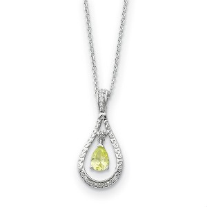 Black Bow Jewelry Rhodium Sterling Silver August CZ Birthstone Never Forget Necklace - 1 of 4