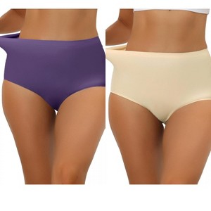 Allegra K Women's Elastic High Waist Unlined Breathable No-Show Hipster Underwear 2 Packs - 1 of 4