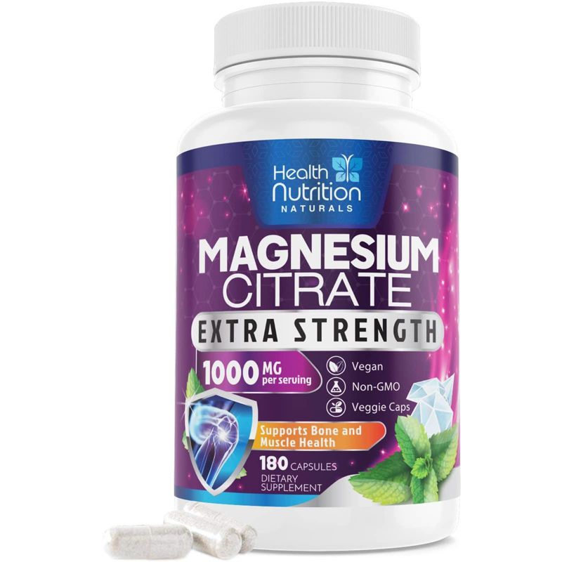 Health Nutrition Naturals Magnesium Citrate Capsules 1000mg - Max Absorption Magnesium Powder Capsules, 1 of 11