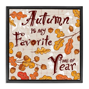 Stupell Industries Autumn Phrase with Leaves Black Floater Framed Canvas Wall Art - 1 of 4