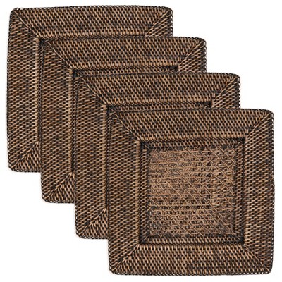 Handcrafted Rustic Brown Square Charger Plates Set
