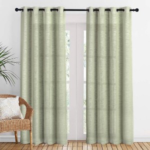 Sheer Voile Curtains for Living Room & Bedroom Light Filtering Drapes with Grommet Top 50x84 - Cotton Passion - 1 of 4