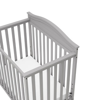 Pebble Gray Pine Wood Mini Convertible Crib with Memory Foam Mattress