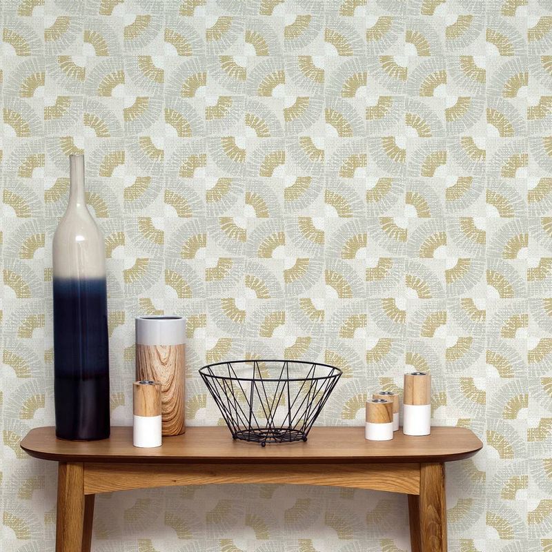 Tempaper Grasscloth Fans Peel and Stick Wallpaper Canary Gold, 5 of 8
