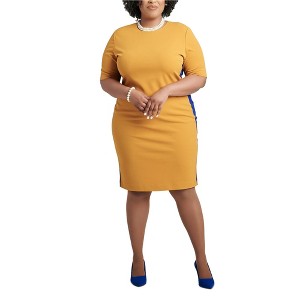 Kasper Womens Contrast Trim Bodycon Dress, , 3X - 1 of 2