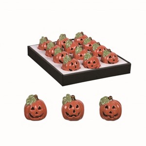 Transpac Ceramic 1.97 in. Orange Halloween Jack-O-Lantern in Display Set of 12 - 1 of 2