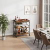 Jojoka 3-Tier Industrial Bar Cart with Wine Rack, Glass Holder, and Removable Tray - 3 of 4