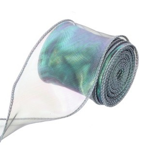 Unique Bargains Gift Wrapping Wide Sheer Wired Pastel Shimmer Iridescent Chiffon Ribbons 1 Pc - 1 of 4